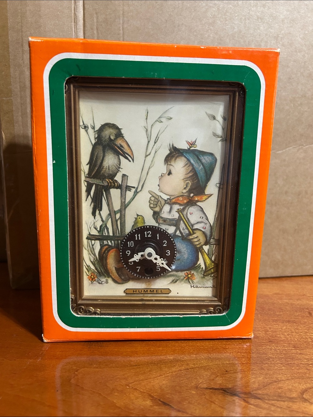 Vintage west German Hummel princess art mini wing up picture clock